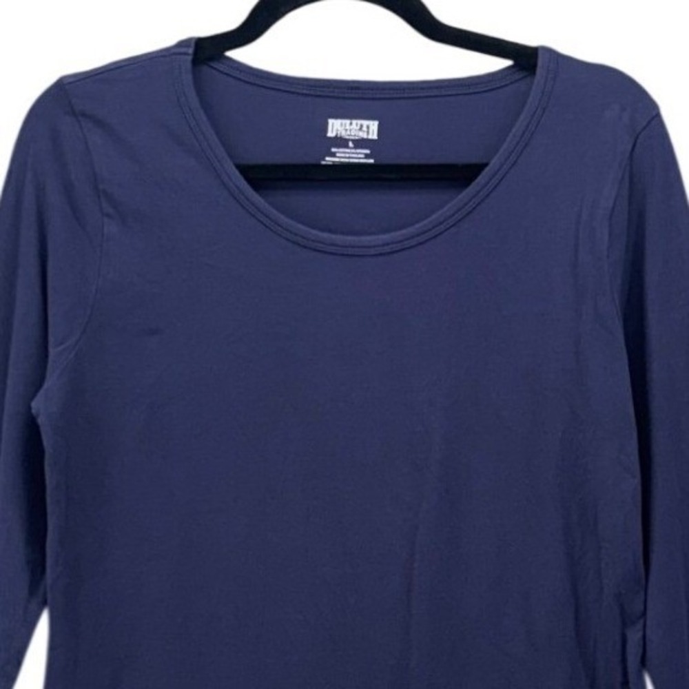 Duluth Trading Womens Shirt L No Yank Scoop Neck Stretch Long Sleeve Cotton - Picture 3 of 11